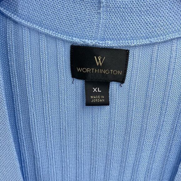Worthington Womens Cardigan Sweater Duster Longline Button Up V Neck Blue XL - Picture 5 of 10